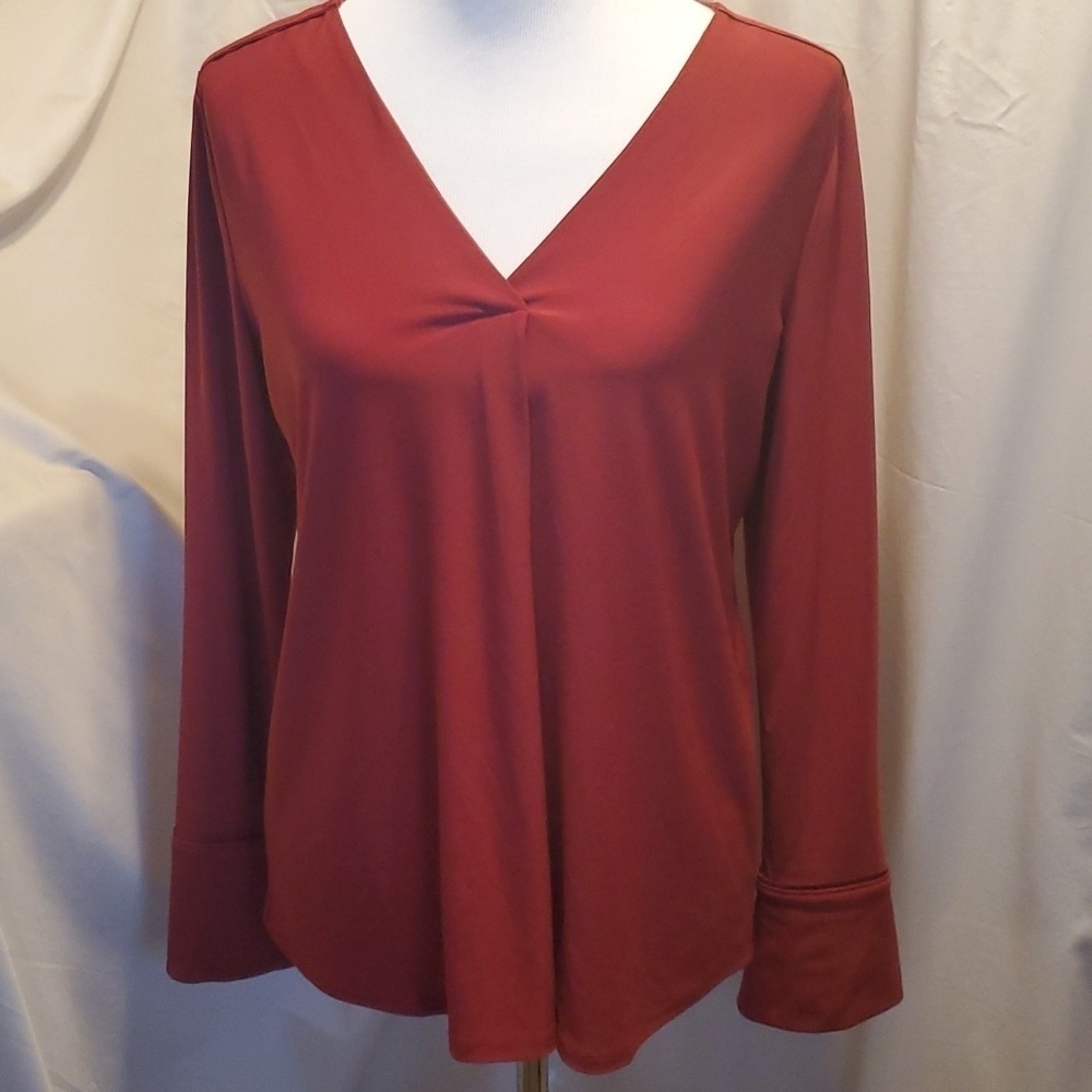 WHBM Maroon Long Sleeved Blouse SZ MD
